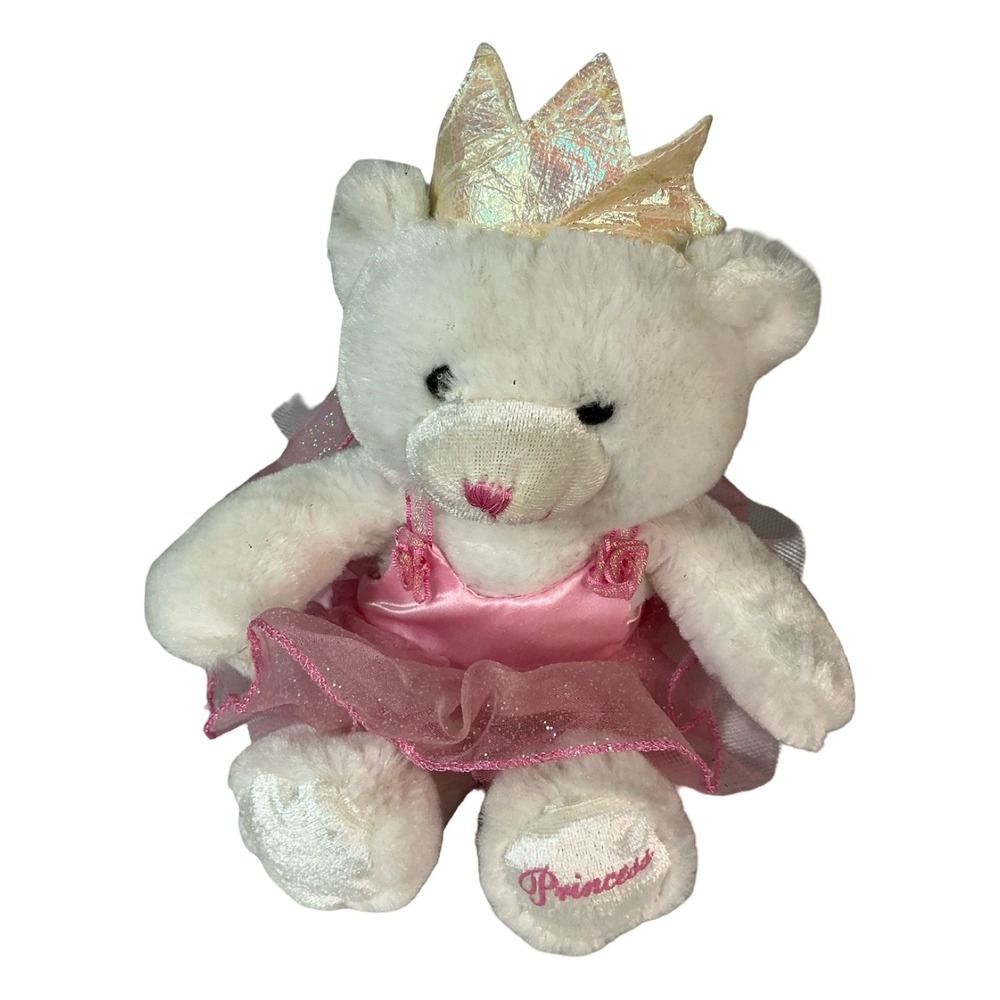 Dan Dee Collector's Choice White Princess Ballerina Bear 8 Inch Plush Crown Tutu